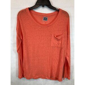 Everyday Elegance: Women's Small Orange Long Sleeve Casual Shirt